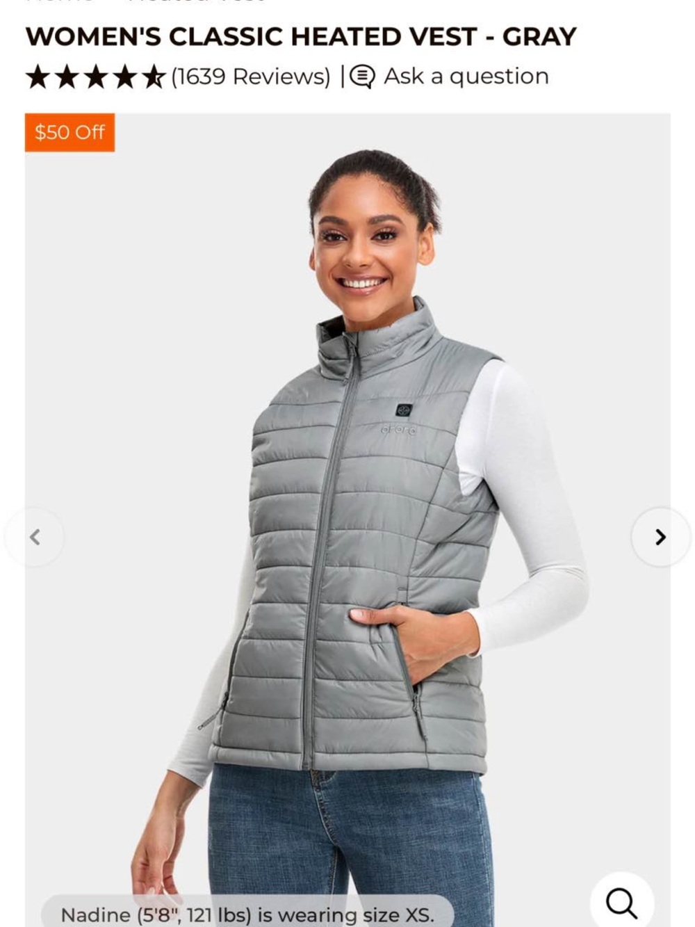 Women's Quilted Heated Vest - Gray